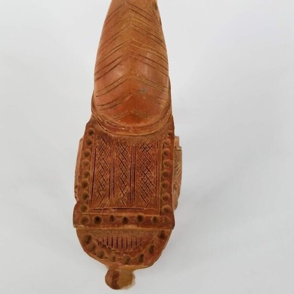 Handcrafted 4" Wooden Horse Figurine With Intricate Tribal Carvings - Picture 5 of 10